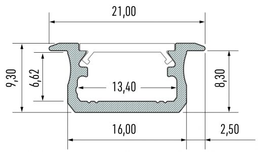 Profil B, Infälld 16x9,3mm Vit - Bild 3